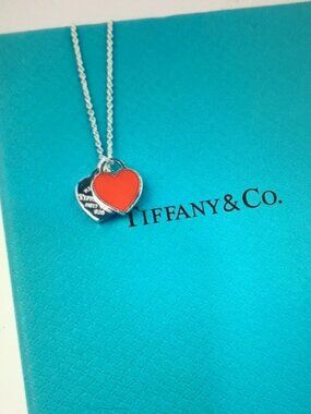 Tiffany & Co. Silver and Red Heart Pendant Necklace